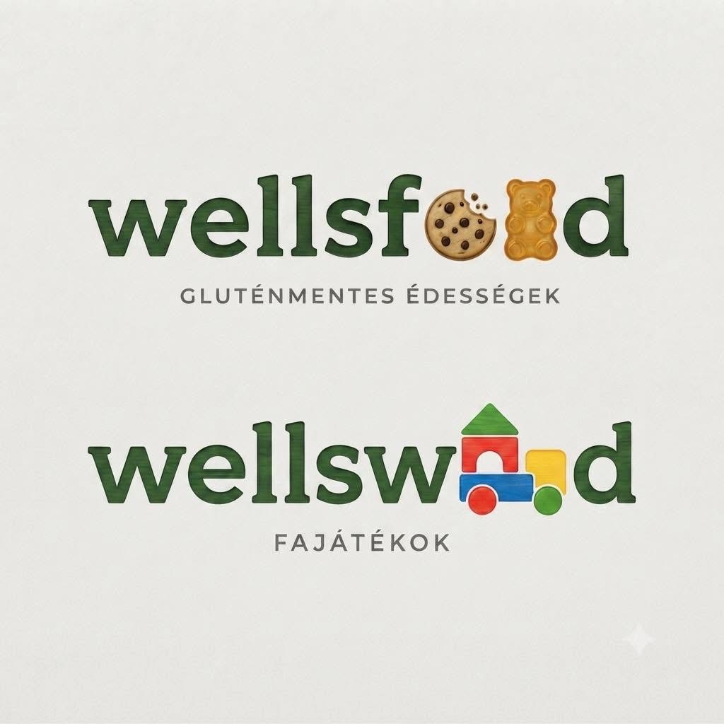 wellsfood gluténmentes webáruház és wellswood fejlesztő fajátékok lógója