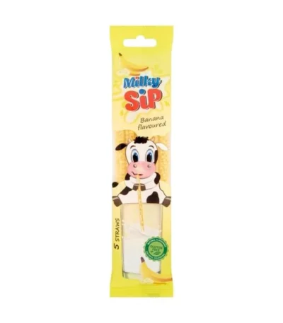 Milky Sip banános tejízesítő szívószál - gluténmentes ízesített szívószál gyerekeknek