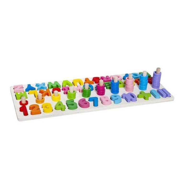 Kruzzel 3 az 1-ben Montessori fa ábécé és számoló tábla színes fajáték - Wells' Food