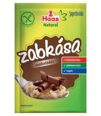 Haas Natural csokis zabkása - gluténmentes laktózmentes és vegán instant reggeli⁠