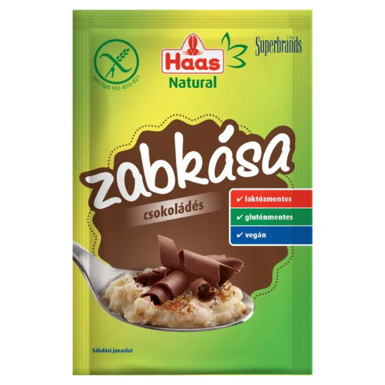 Haas Natural csokis zabkása - gluténmentes laktózmentes és vegán instant reggeli⁠