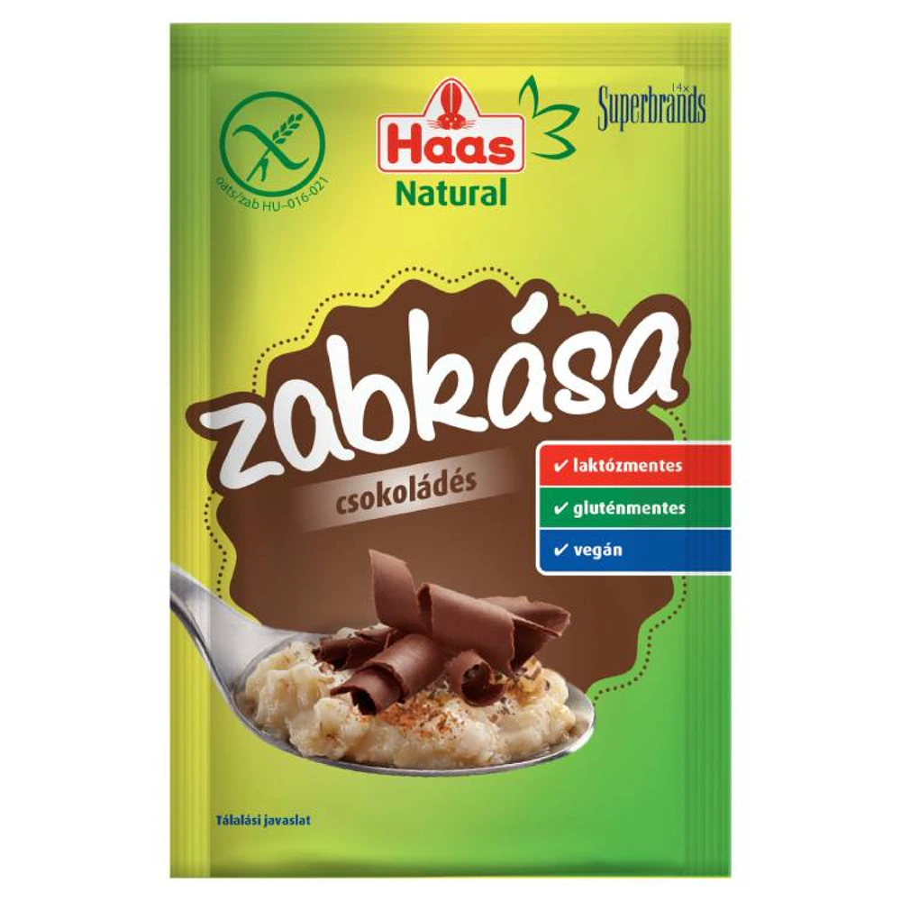 HAAS zabkása csokis Haas Natural csokis zabkása - gluténmentes laktózmentes és vegán instant reggeli