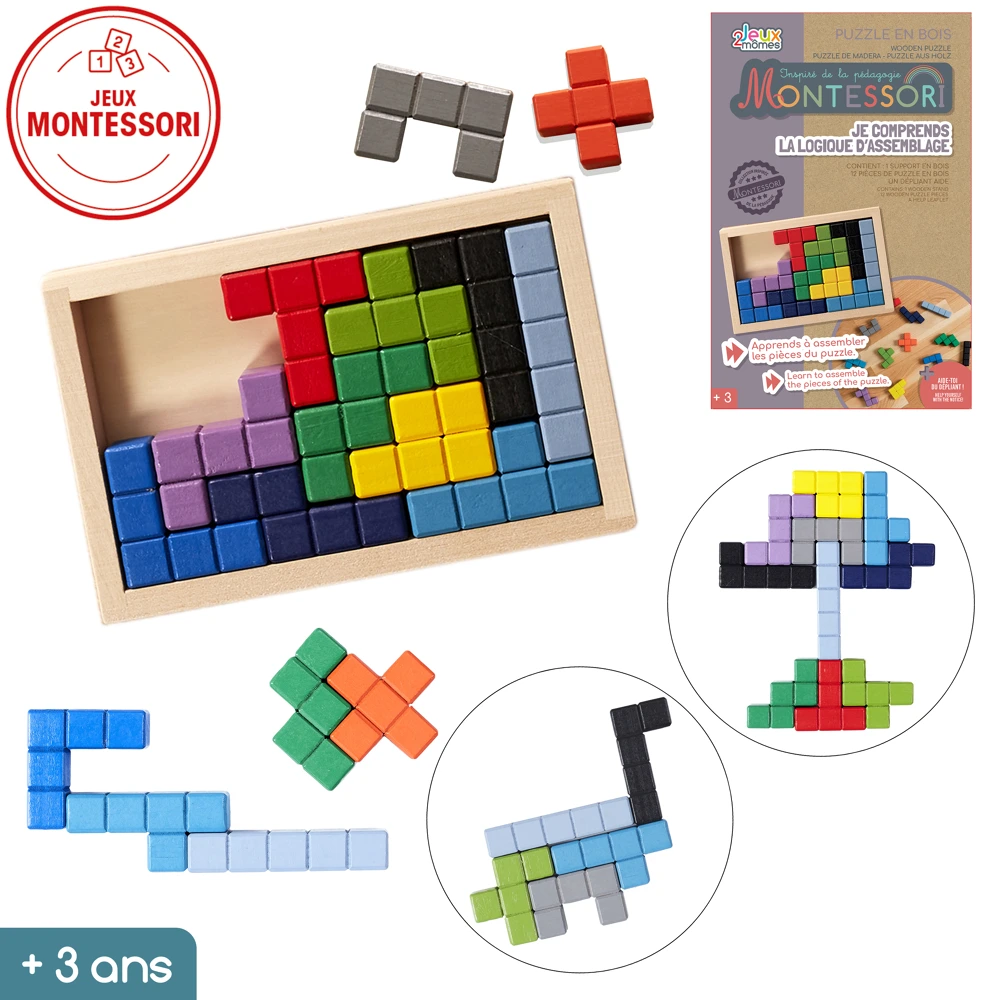 tetris 1 Fa Montessori logikai tetris játék – Kreatív puzzle tálcával - Image 1